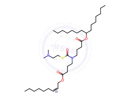 Chemical structure of Butanoic acid, 4-[[[[2-(dimethylamino)ethyl]thio]carbonyl][4-[(1-heptyloctyl)oxy]-4-oxobutyl]amino]-, (2Z)-2-nonen-1-yl ester