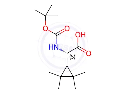 Chemical structure of (S)-2-((tert-Butoxycarbonyl)amino)-2-(2,2,3,3-tetramethylcyclopropyl)acetic acid