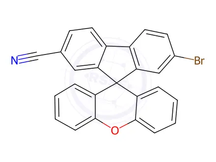 Chemical structure of Spiro[9H-fluorene-9,9'-[9H]xanthene]-2-carbonitrile, 7-bromo