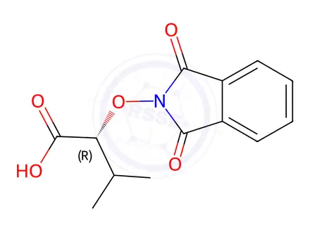 Chemical structure of Butanoic acid, 2-[(1,3-dihydro-1,3-dioxo-2H-isoindol-2-yl)oxy]-3-methyl-, (2R)-