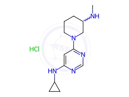 Chemical structure of Cyclopropyl-[6-(3-MethylaMino-piperidin-1-yl)-pyriMidin-4-yl]-aMine hydrochloride