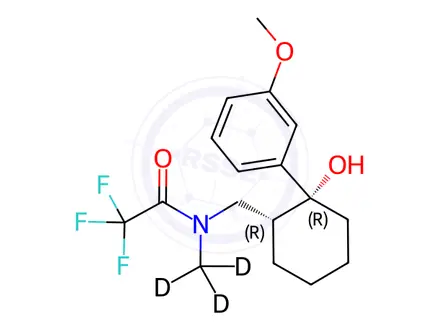 Chemical structure of (+/-)-N-Desmethyl Trifluoroacetotramadol-d3
