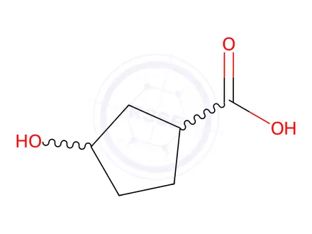 Chemical structure of 3-Hydroxycyclopentane carboxylic acid, 97%
