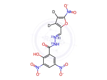 Chemical structure of Nifursol-15N2,d2