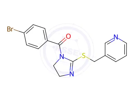Chemical structure of (4-Bromophenyl)(2-((pyridin-3-ylmethyl)thio)-4,5-dihydro-1H-imidazol-1-yl)methanone