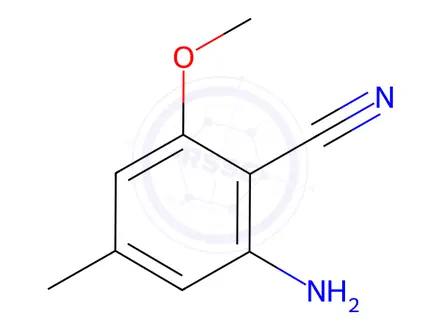 Chemical structure of Benzonitrile, 2-amino-6-methoxy-4-methyl-