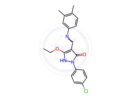 Chemical structure of (4Z)-1-(4-Chlorophenyl)-4-{[(3,4-dimethylphenyl)amino]methylidene}-3-ethoxy-4,5-dihydro-1H-pyrazol-5-one