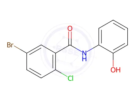Chemical structure of 5-Bromo-2-chloro-N-(2-hydroxyphenyl)benzamide