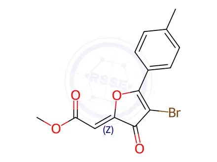Chemical structure of Acetic acid, 2-[4-bromo-5-(4-methylphenyl)-3-oxo-2(3H)-furanylidene]-, methyl ester