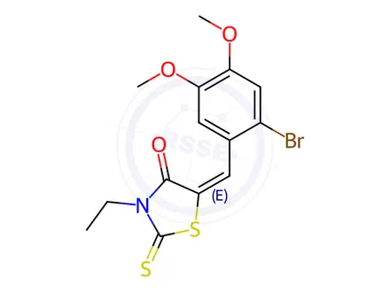 Chemical structure of (5E)-5-[(2-Bromo-4,5-dimethoxyphenyl)methylidene]-3-ethyl-2-sulfanylidene-1,3-thiazolidin-4-one