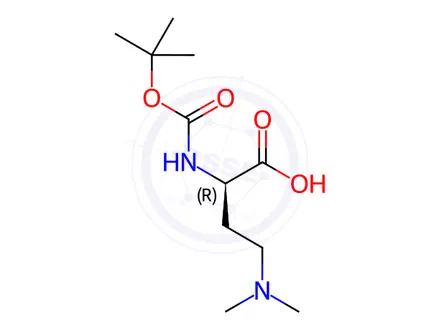 Chemical structure of Butanoic acid, 4-(dimethylamino)-2-[[(1,1-dimethylethoxy)carbonyl]amino]-, (2R)-