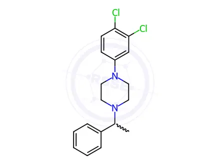 Chemical structure of 1-(3,4-Dichlorophenyl)-4-(1-phenylethyl)piperazine dihydrochloride