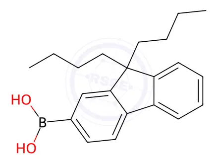 Chemical structure of 9,9-Di-n-butylfluorene-2-boronic acid, 97%