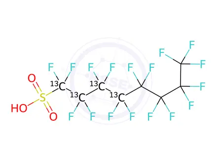 Chemical structure of Perfluoro-n-octanesulfonic acid-13C4