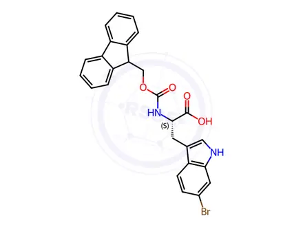 Chemical structure of L-Tryptophan, 6-bromo-N-[(9H-fluoren-9-ylmethoxy)carbonyl]-
