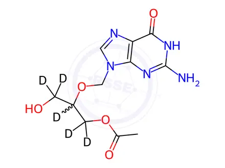 Chemical structure of Ganciclovir Mono-O-acetate-d5