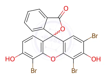 Chemical structure of Spiroisobenzofuran-1(3H),9-9Hxanthen-3-one, 2,4,5-tribromo-3,6-dihydroxy-
