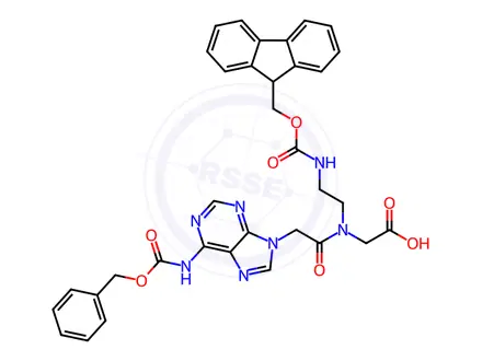 Chemical structure of Glycine, N-[2-[[(9H-fluoren-9-ylMethoxy)carbonyl]aMino]ethyl]-N-[[6-[[(phenylMethoxy)carbonyl]aMino]-9H-purin-9-yl]acetyl]-