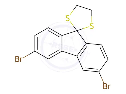 Chemical structure of 3,6-Dibromospiro[fluorene-9,2'-[1,3]dithiolane]