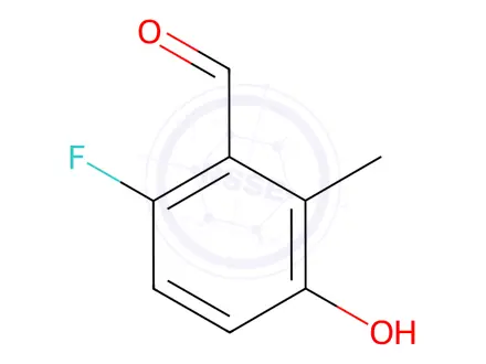 Chemical structure of Benzaldehyde, 6-fluoro-3-hydroxy-2-methyl-