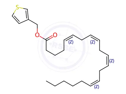 Chemical structure of (5Z,8Z,11Z,14Z)-Thiophen-3-ylmethyl icosa-5,8,11,14-tetraenoate