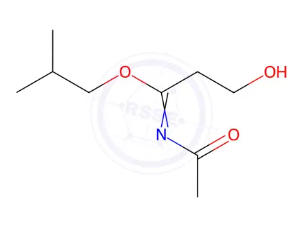 Chemical structure of Propanimidic acid, N-acetyl-3-hydroxy-, 2-methylpropyl ester