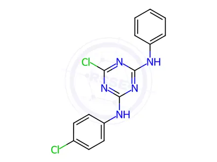 Chemical structure of 6-Chloro-N2-(4-chlorophenyl)-N4-phenyl-1,3,5-triazine-2,4-diamine