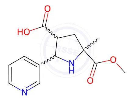 Chemical structure of 5-(Methoxycarbonyl)-5-methyl-2-(3-pyridinyl)-3-pyrrolidinecarboxylic acid dihydrochloride