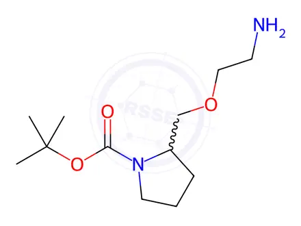 Chemical structure of tert-Butyl 2-((2-aminoethoxy)methyl)pyrrolidine-1-carboxylate