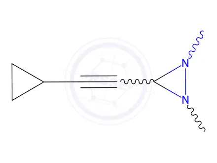 Chemical structure of Diaziridine, 3-(cyclopropylethynyl)-1,2-dimethyl-(9CI)