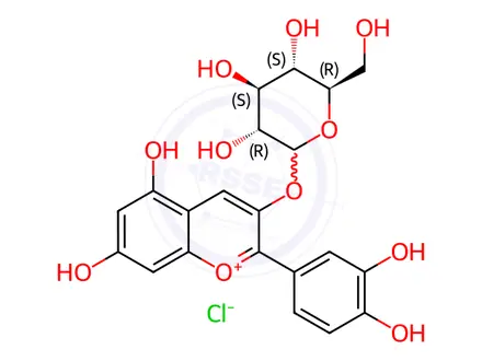 Chemical structure of Cyanidin-3-O-glucoside chloride