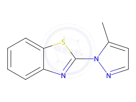 Chemical structure of Benzothiazole, 2-(5-methyl-1H-pyrazol-1-yl)-(9CI)