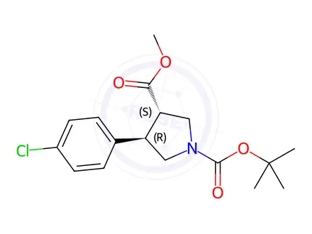 Chemical structure of (3S,4R)-1-tert-Butyl 3-methyl 4-(4-chlorophenyl)pyrrolidine-1,3-dicarboxylate