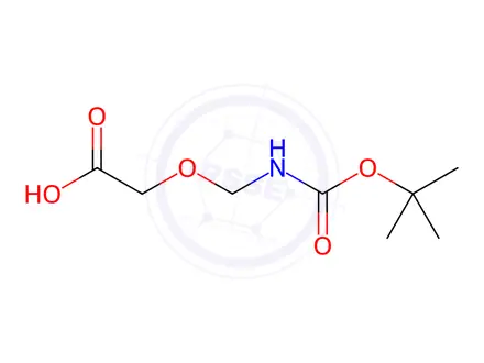 Chemical structure of Acetic acid, 2-[[[(1,1-dimethylethoxy)carbonyl]amino]methoxy]-