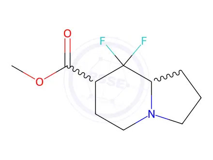 Chemical structure of 7-Indolizinecarboxylic acid, 8,8-difluorooctahydro-, methyl ester