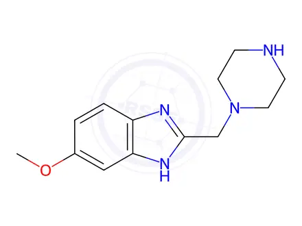 Chemical structure of 5-Methoxy-2-[(piperazin-1-yl)methyl]-1H-1,3-benzodiazole Dihydrochloride