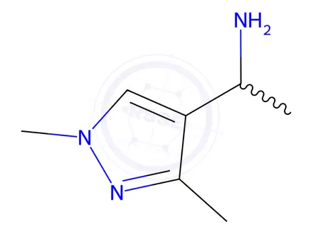 Chemical structure of 1H-Pyrazole-4-methanamine, α,1,3-trimethyl-, hydrochloride (1:2)