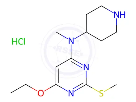 Chemical structure of 6-Ethoxy-N-methyl-2-(methylthio)-N-(piperidin-4-yl)pyrimidin-4-amine hydrochloride