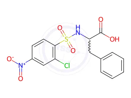 Chemical structure of 2-(2-Chloro-4-nitrobenzenesulfonamido)-3-phenylpropanoic acid