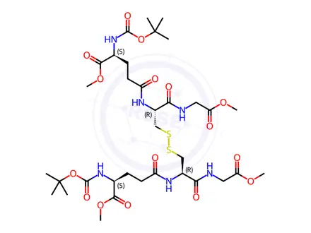 Chemical structure of N-tert-Butyloxycarbonyl Glutathione Dimethyl Diester Disulfide Dimer