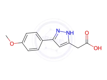 Chemical structure of 2-(5-(4-Methoxyphenyl)-1H-pyrazol-3-yl)acetic acid