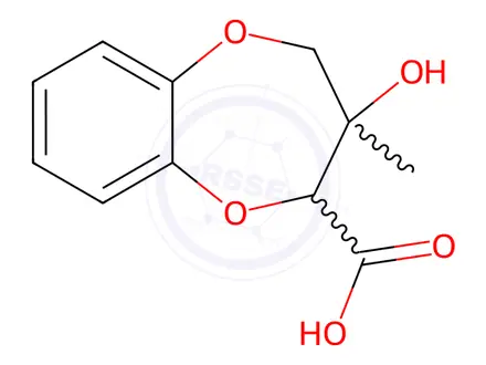 Chemical structure of 2H-1,5-Benzodioxepin-2-carboxylic acid, 3,4-dihydro-3-hydroxy-3-methyl-