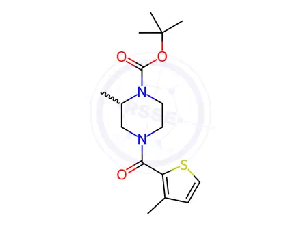 Chemical structure of 2-Methyl-4-(3-methyl-thiophene-2-carbonyl)-piperazine-1-carboxylic acid tert-butyl ester