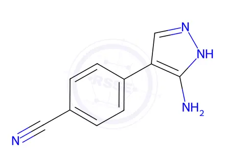 Chemical structure of 4-(3-Amino-1H-pyrazol-4-yl)benzonitrile