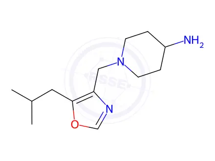 Chemical structure of 1-((5-Isobutyloxazol-4-yl)methyl)piperidin-4-amine dihydrochloride
