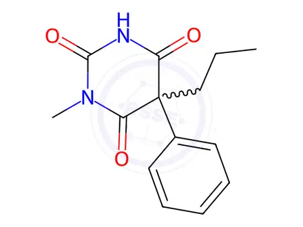 Chemical structure of 1-methyl-5-phenyl-5-propylbarbituric acid