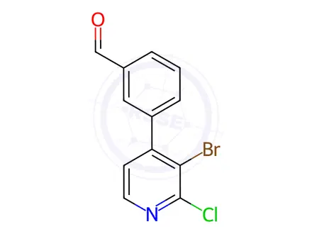 Chemical structure of Benzaldehyde, 3-(3-bromo-2-chloro-4-pyridinyl)-