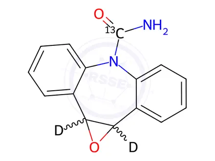 Chemical structure of Carbamazepine 10,11-Epoxide-13C,d2 (Major)