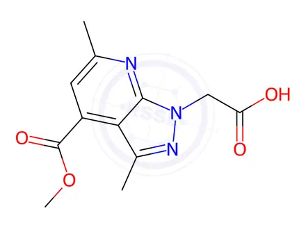 Chemical structure of 2-(4-(Methoxycarbonyl)-3,6-dimethyl-1H-pyrazolo[3,4-b]pyridin-1-yl)acetic acid