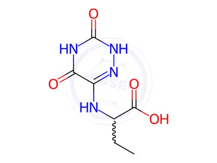 Chemical structure of Butanoic acid, 2-[(2,3,4,5-tetrahydro-3,5-dioxo-1,2,4-triazin-6-yl)amino]-(9CI)